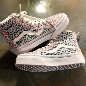 Vans Leopard Print High Top Sneakers for Kids EUC